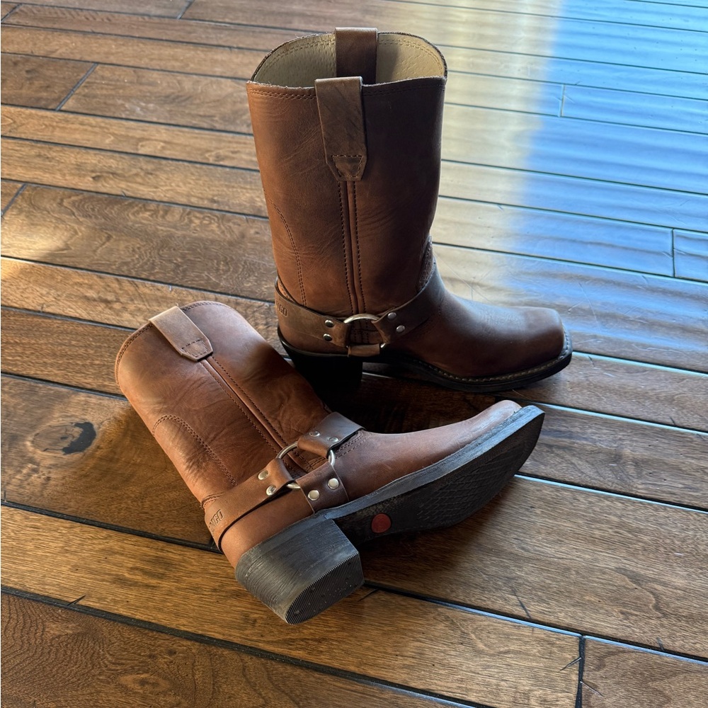 Durango Brown Leather Harness Moto Boots